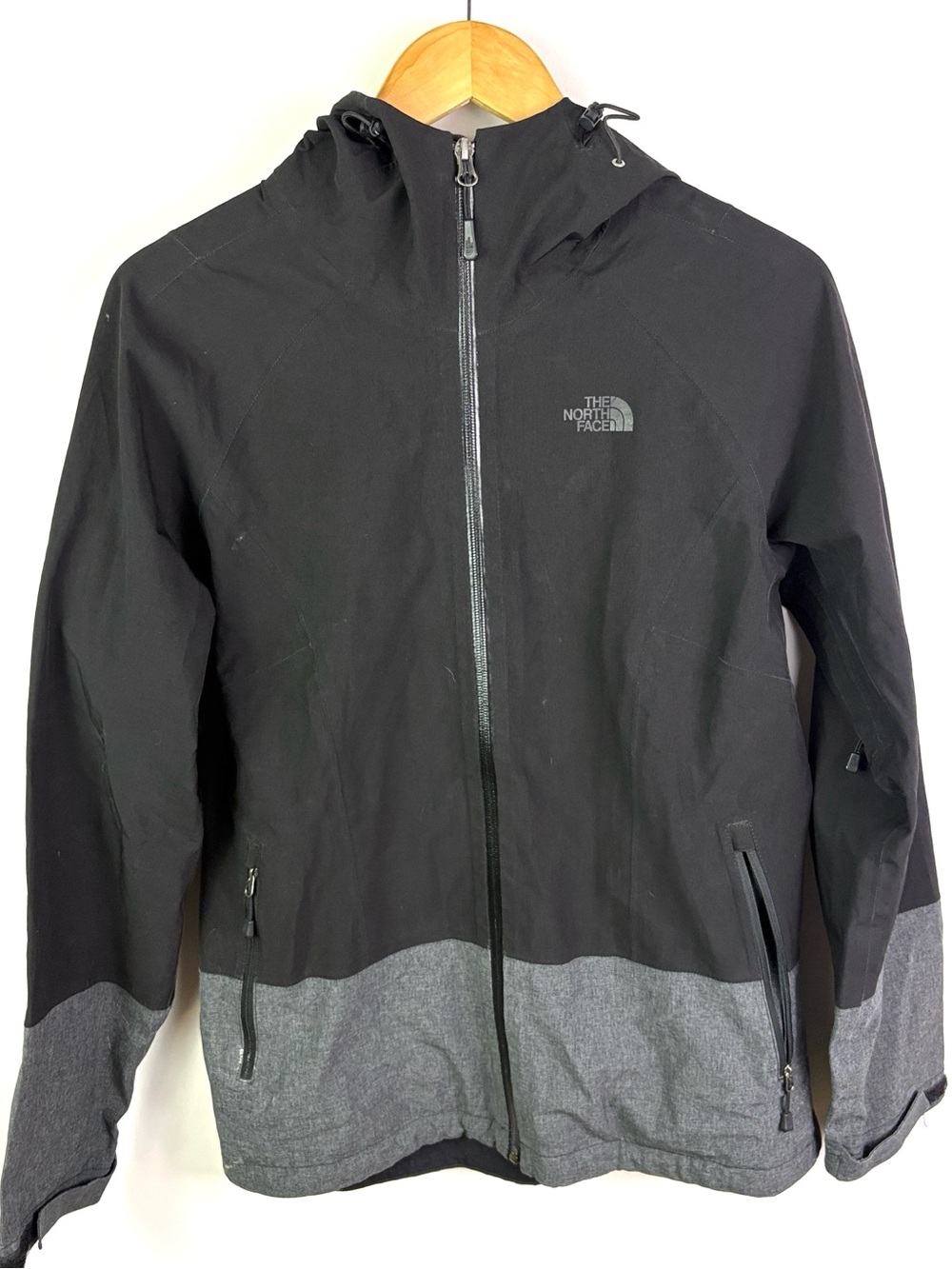The North Face Black and Gray Hooded waterproof Jacket size M